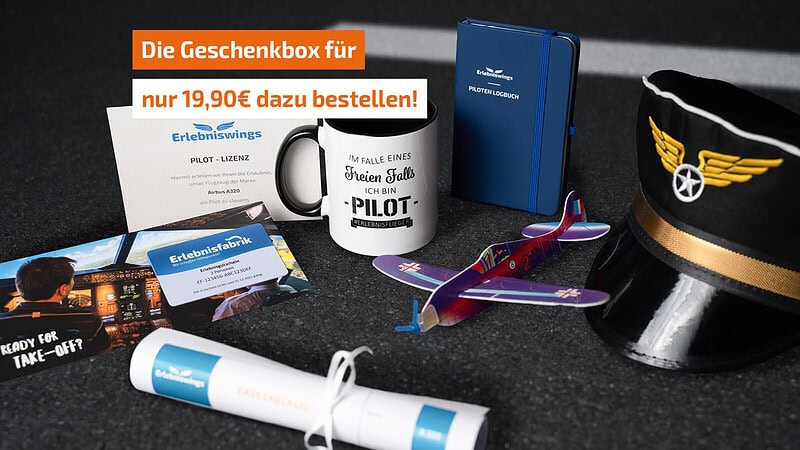 Inhalt der Geschenkbox für Flugsimulatoren Erlebnisgeschenke