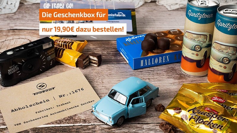 Geschenkbox für trabant Erlebnisse der Erlebnisfabrik - Inhalte werden vorgestellt