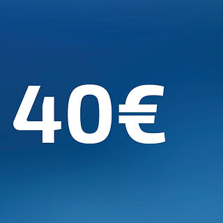 40 Euro Wertgutschein- Zahl steht auf blauem Hintergrund