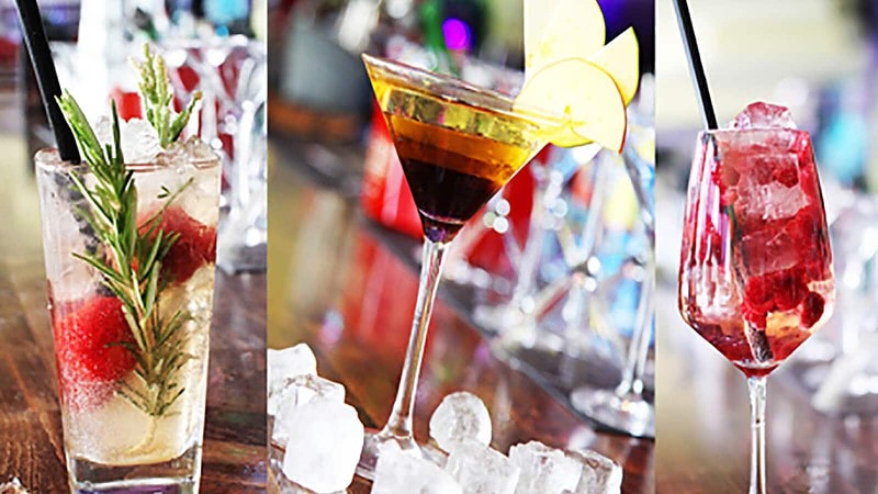 drei fertige Cocktails vom Workshop