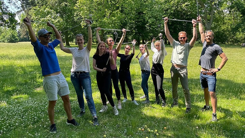 Gruppe beim Cross Golf Spielen in Leipzig