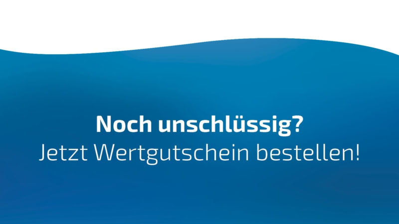Erlebnisfabrik Wertgutschein bestellen - Text mit blauem Hintergrund