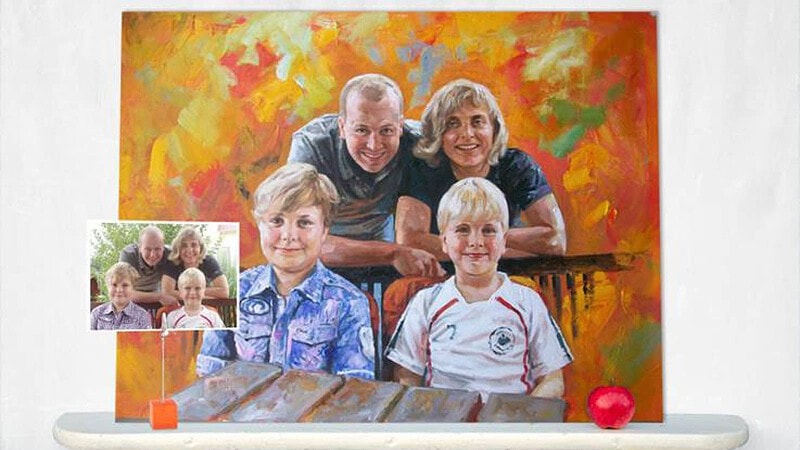 Gemälde von einer Familie als Foto malen lassen