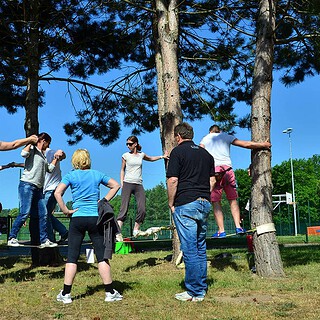 Geocatching-Teilnehmer haben Spaß