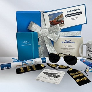 Geschnekbox_Flug_Erlebnisse Ansicht der Geschenkbox für Flug Erlebnisse der Erlebnisfabrik