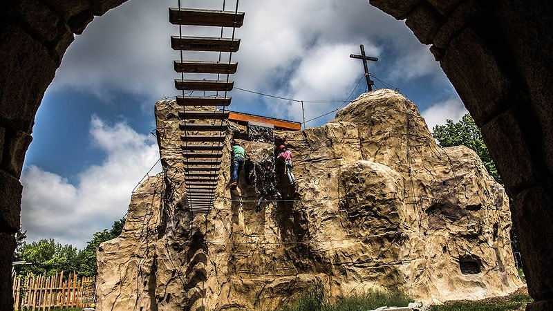 Kletterfels des Klettererlebnis bei Berlin die Bergwelt