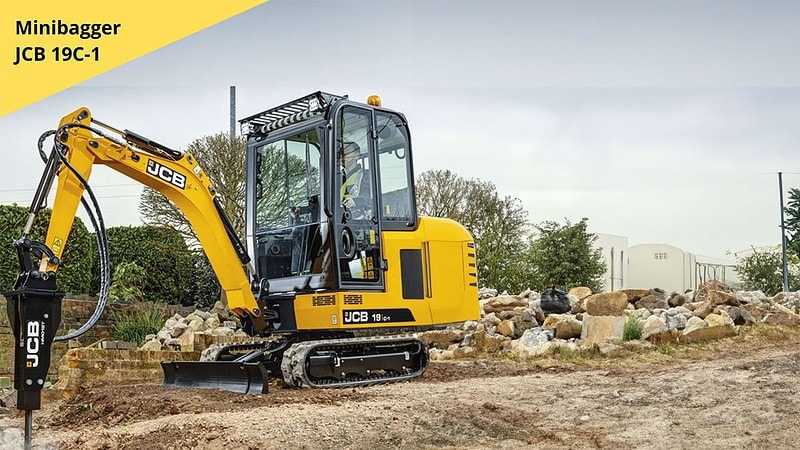 Der Minibagger steht auf einer Baustelle bereit für den Einsatz. - Minibagger selber fahren in Wuppertal