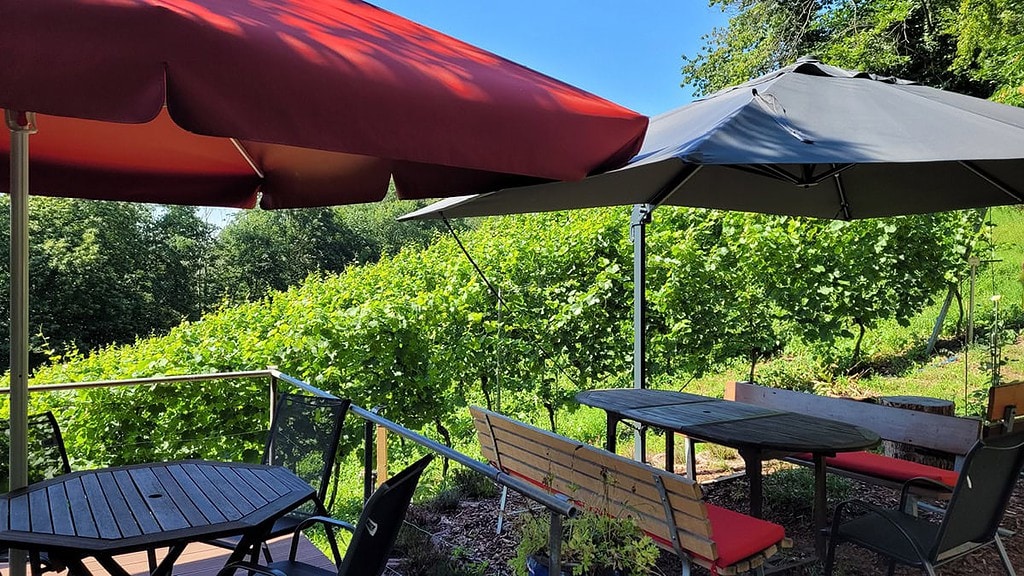 Steinrueckentour-Weinwanderung4.jpg Gasthof Verander mit Bänken und Tischen