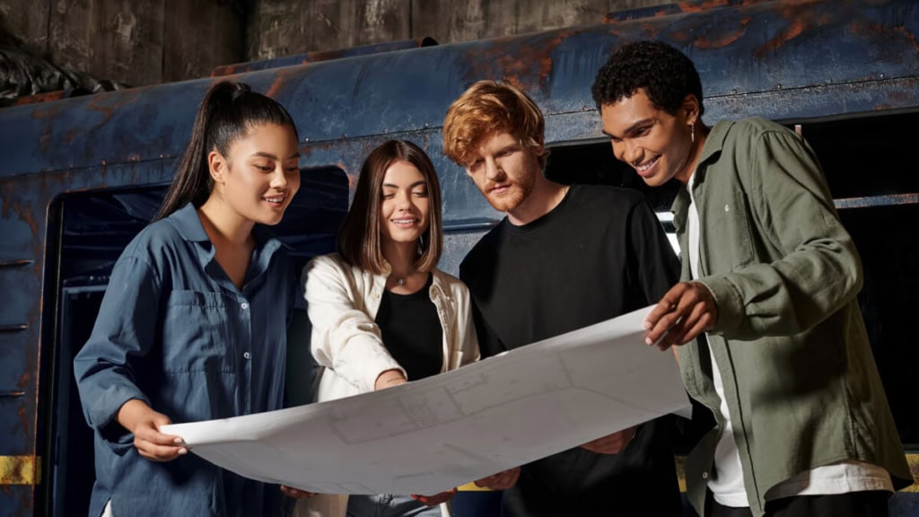 escape-room (3) eine Gruppe von Freunden löst Rätsel beim Escape-Room-Spiel