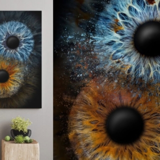 Eine Vorschau wie sich 2 Iriden auf einem Bild an der Wand präsentieren