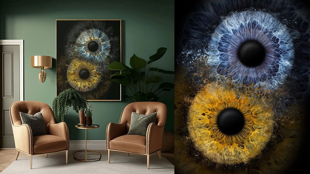 iris_fotoshooting_doppelfoto_web-15.jpeg Eine Vorschau wie sich 2 Iriden auf einem Bild an der Wand präsentieren