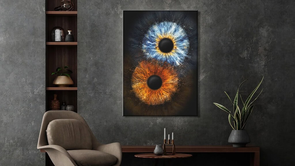 iris_fotoshooting_doppelfoto_web-22.jpeg Eine Vorschau wie sich 2 Iriden auf einem Bild an der Wand präsentieren