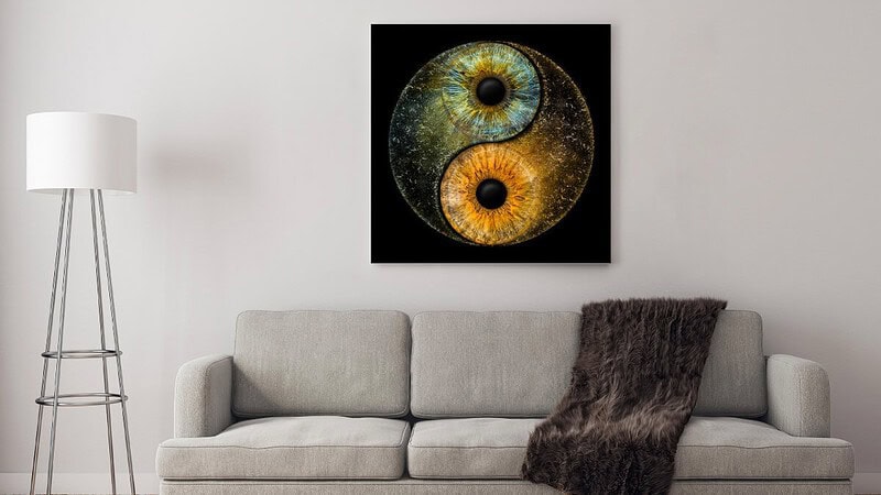 Eine Vorschau wie sich 2 Iriden auf einem Bild an der Wand präsentieren