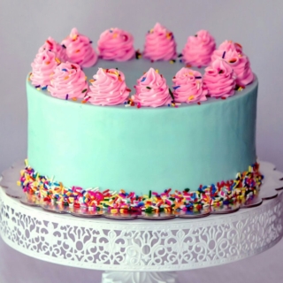 Mit Rollfondant verzierte Torte