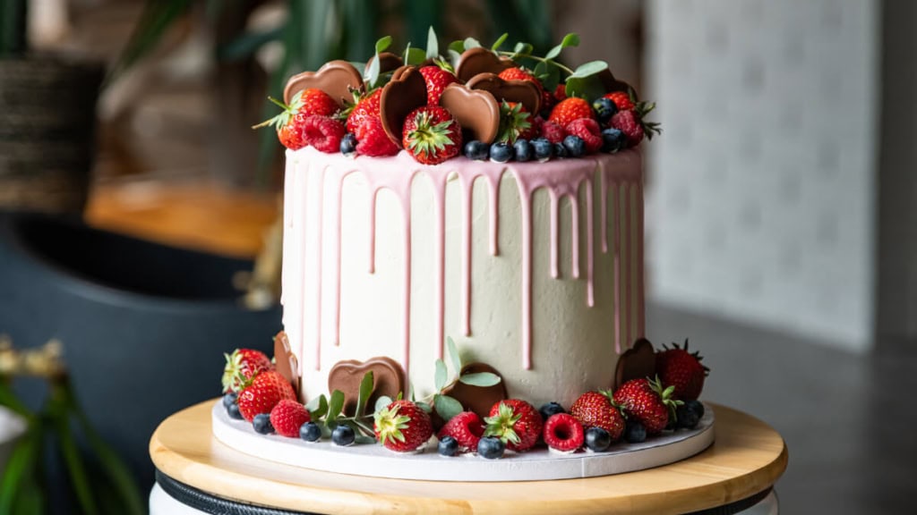 torten-seminar (3) Eine selbstgemachte und mit Obst dekorierte Torte