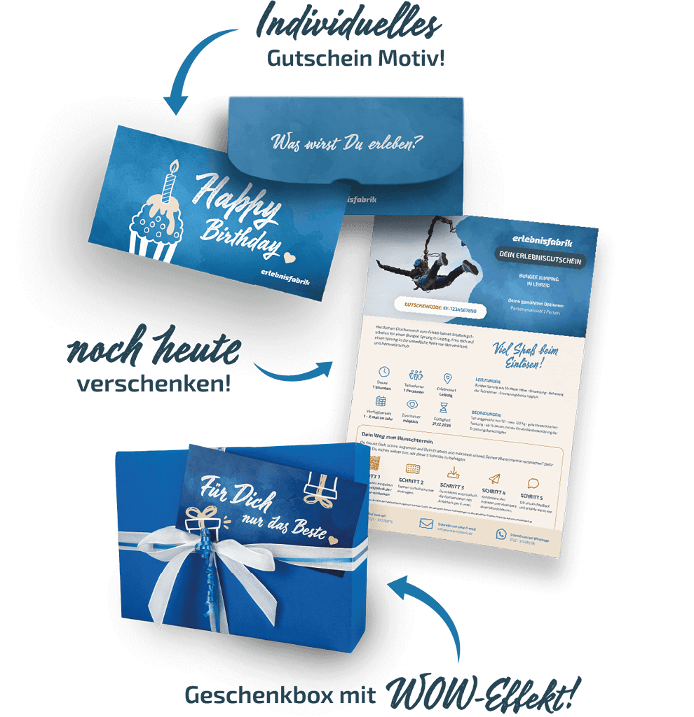 vorteile-quadratisch Ansicht der Gutscheine und Verpackungen der Erlebnisfabrik