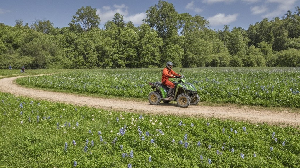 Quadtour-Siegen-Quadfahrer zwischen Blumenwiese Ein Quadfahrer zwischen zwei großen Blumenwiesen
