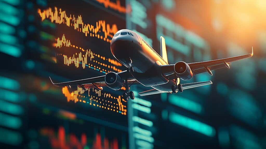 Flugsimulation-Bild Modellflieger im Vordergrund, dahinter Daten