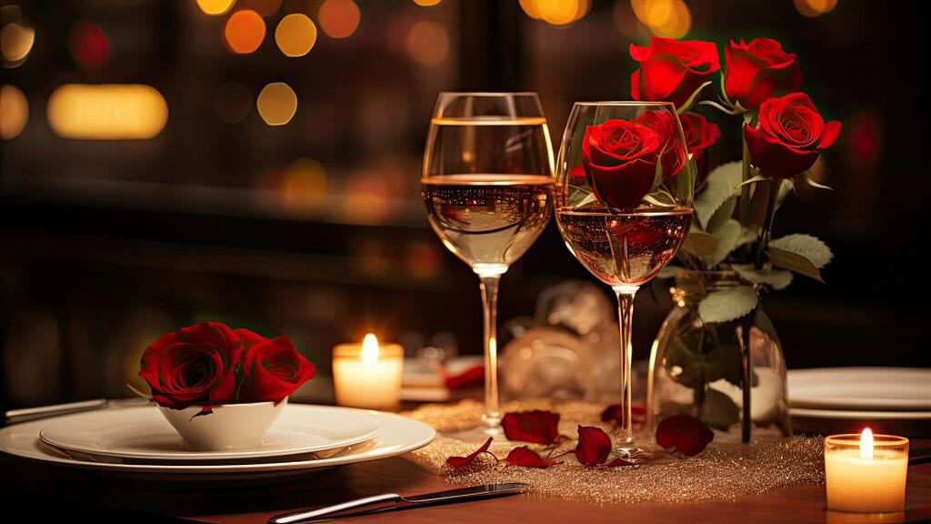 Candle Light Dinner - mit Rosen
