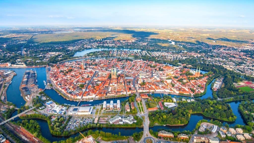 Ansicht von Lübeck von oben
