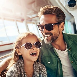 Ein Vater genießt mit seiner Tochter eine Bootstour - Erlebnisse zum Vatertag